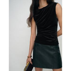 REISS Scarlett Velvet Drape Sleeveless Top